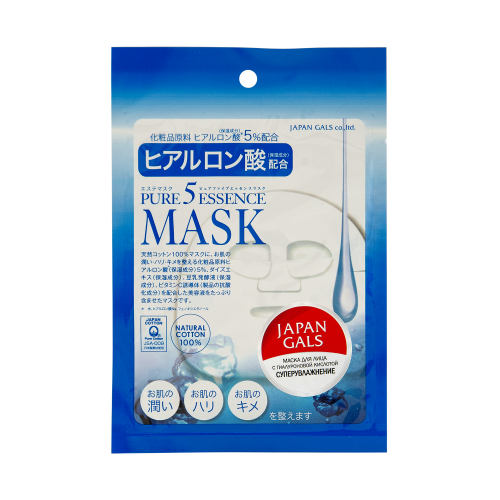 Маска для лица Japan Gals с гиалуроновой кислотой Pure5 Essential 1 шт